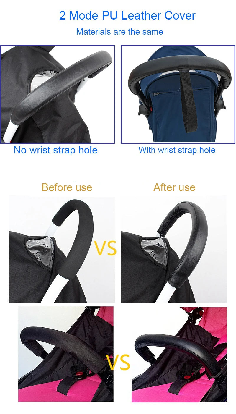 Baby Stroller Accessories Leather Protective Case Cover And Armrest Bumper Bar Handrail Handle For Babyzenes Yoyo Yoya+ Pram