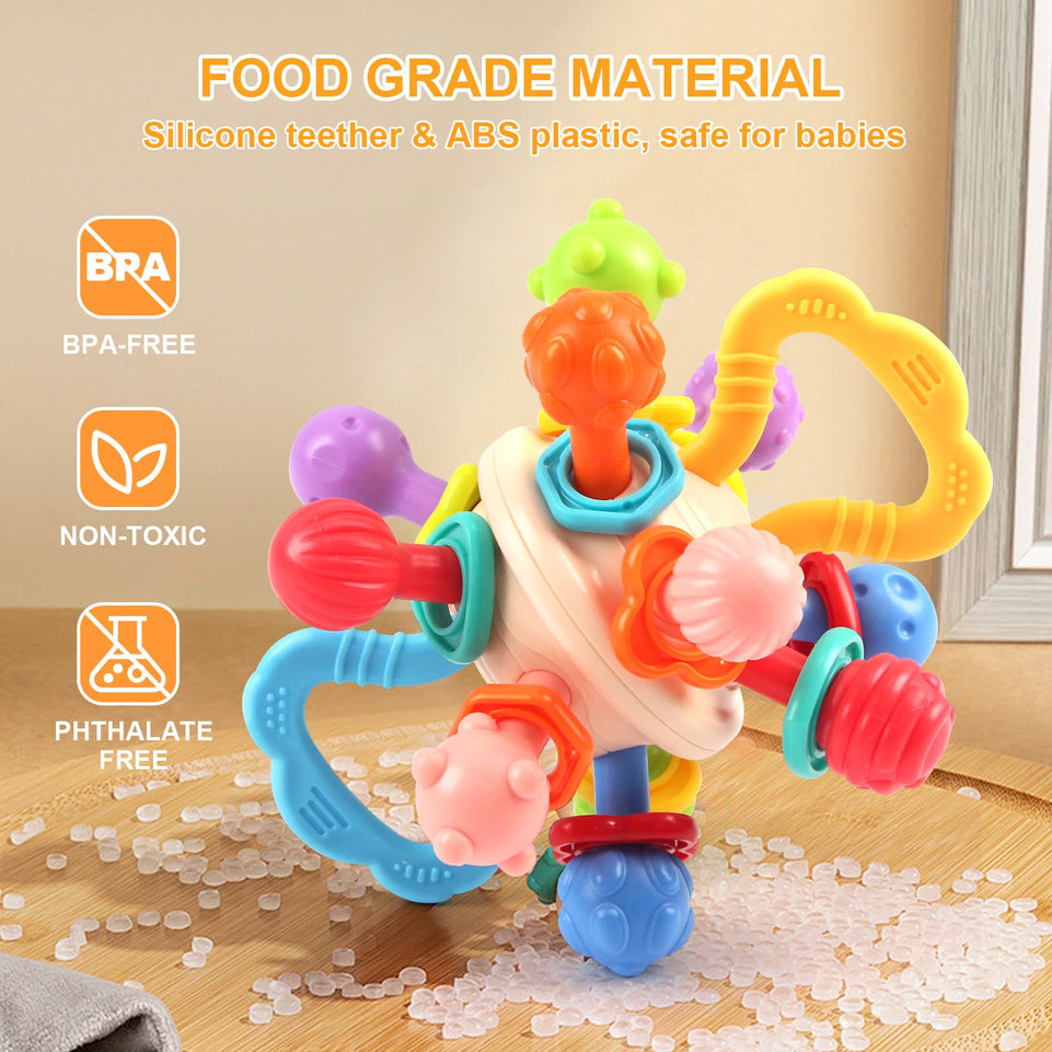 Baby Toy Manhattan Round Ball Soft Silicone Hand Grab Ball Rattle Infantil Chewable Teethers Toys For Infant 0M+ Gifts