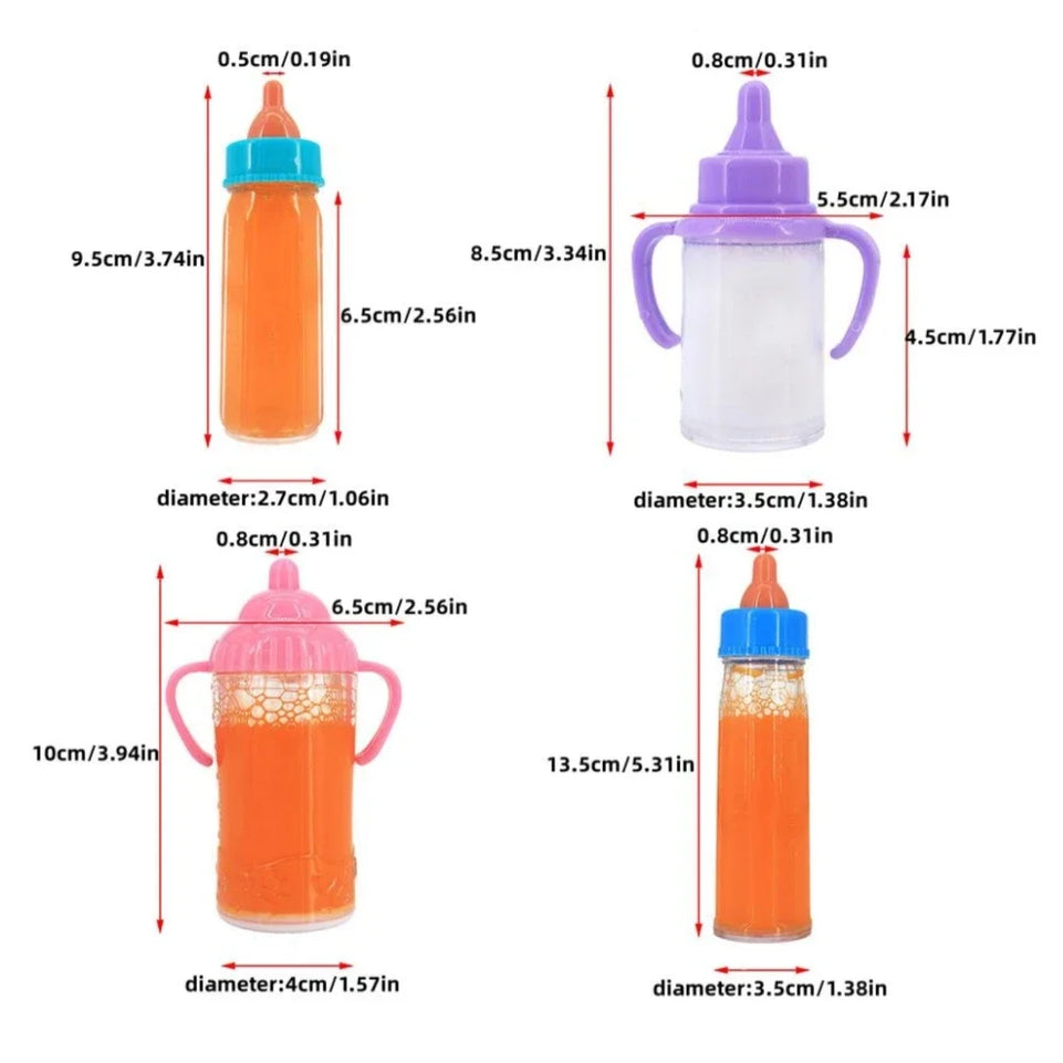 Newborn Doll Accessories Kit with Clear Display Rainbow Carrying Bag Transparent Display Window Fit 14inch Dolls Doll Travel Set