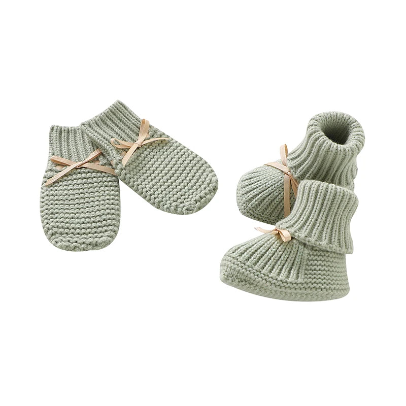 Baby Shoes Fashion Solid Color Knitted Newborn Infant Boys Girls Butterfly-knot Boots Soft Soled Children First Walker Footwear