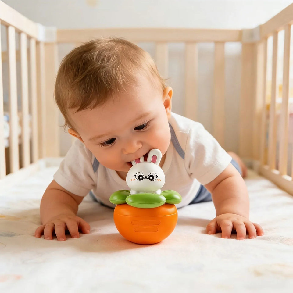 Baby Rabbit Wobble Toys, Infant Tumbler Musical Wobbler, Babies Sensory Development & Teething Toy Gifts for Boys and Girls