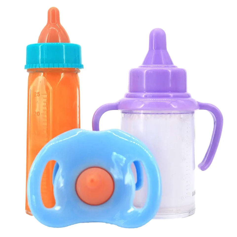 Newborn Doll Accessories Kit with Clear Display Rainbow Carrying Bag Transparent Display Window Fit 14inch Dolls Doll Travel Set