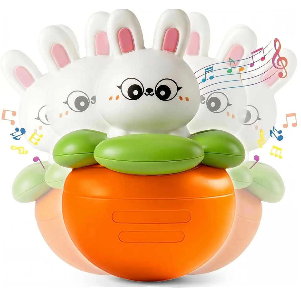 Baby Rabbit Wobble Toys, Infant Tumbler Musical Wobbler, Babies Sensory Development & Teething Toy Gifts for Boys and Girls