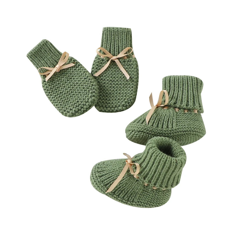 Baby Shoes Fashion Solid Color Knitted Newborn Infant Boys Girls Butterfly-knot Boots Soft Soled Children First Walker Footwear