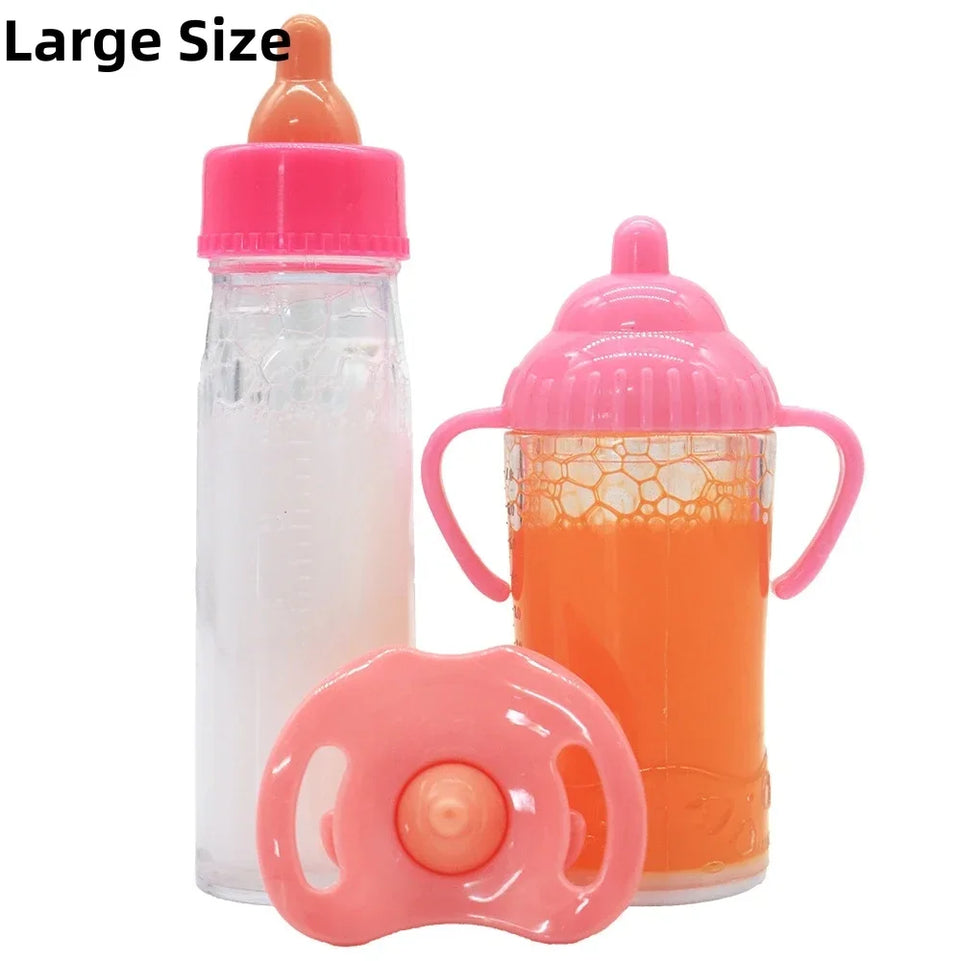 Newborn Doll Accessories Kit with Clear Display Rainbow Carrying Bag Transparent Display Window Fit 14inch Dolls Doll Travel Set