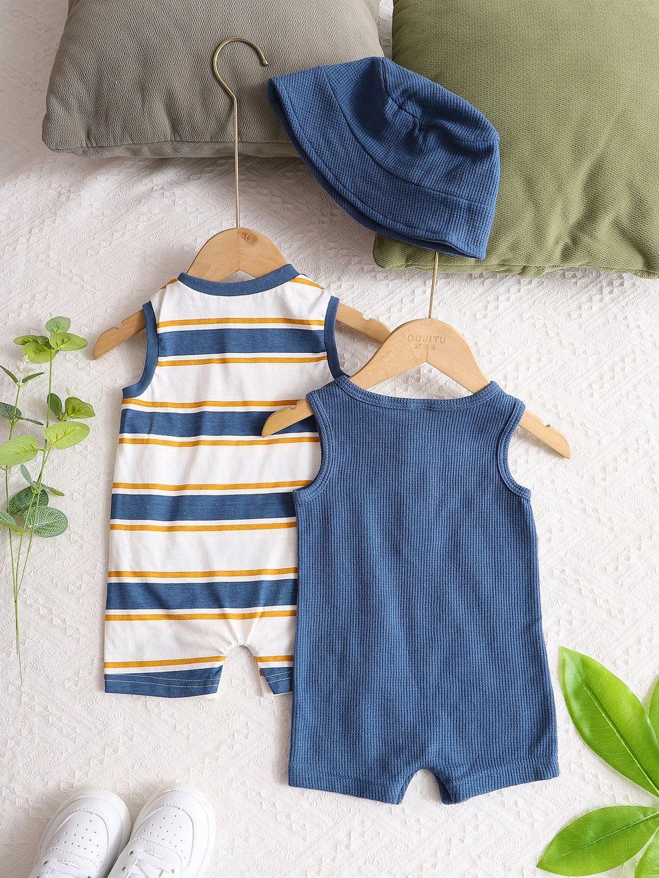Baby Boy Clothes Baby Boy Onesies+Hat 3PCS Summer Short-Sleeved Jumpsuit Newborn Baby Clothes Cotton Fabric 0-18 Months