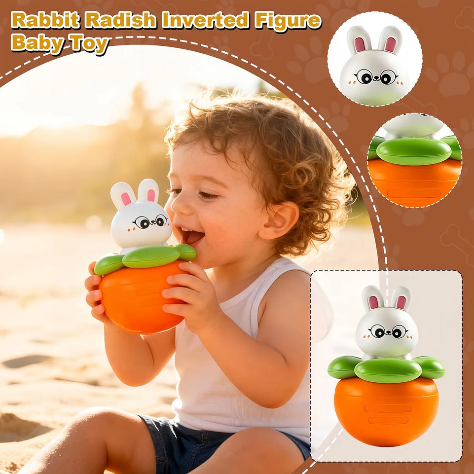 Baby Rabbit Wobble Toys, Infant Tumbler Musical Wobbler, Babies Sensory Development & Teething Toy Gifts for Boys and Girls