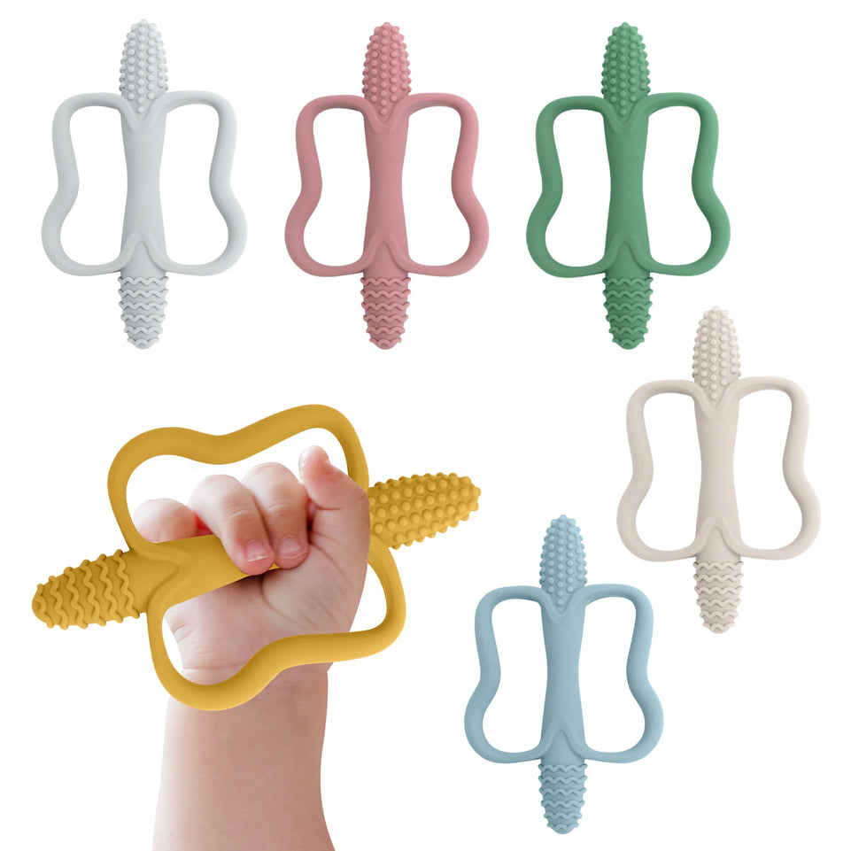 Baby Teething Toys with Easy-Grip Handles, Food-Grade Silicone Teething Toys, Suitable for Babies 0-6 Months, 6-12 Months