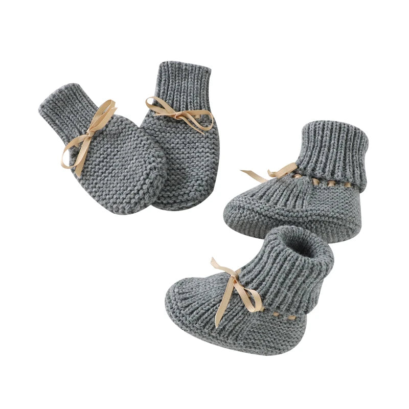 Baby Shoes Fashion Solid Color Knitted Newborn Infant Boys Girls Butterfly-knot Boots Soft Soled Children First Walker Footwear