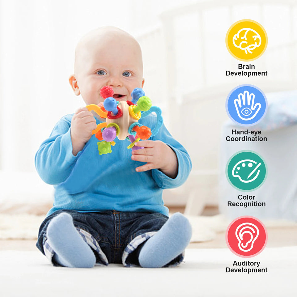 Baby Toy Manhattan Round Ball Soft Silicone Hand Grab Ball Rattle Infantil Chewable Teethers Toys For Infant 0M+ Gifts