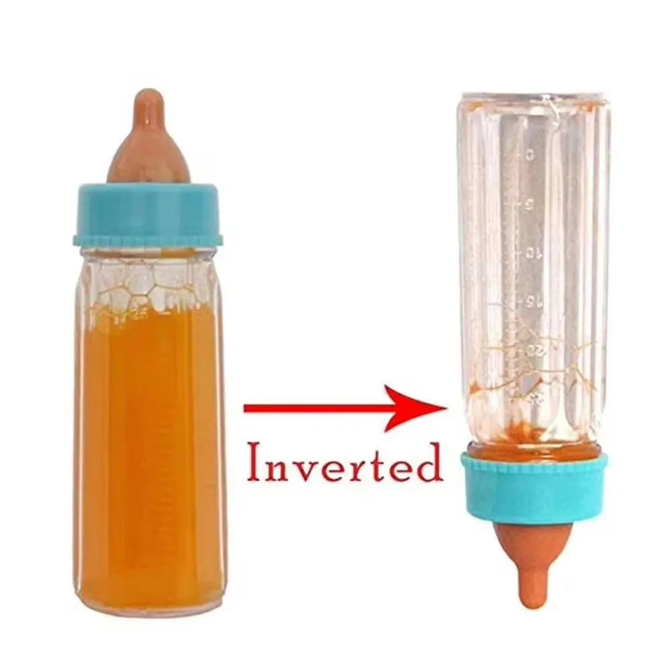 Baby Doll Accessories Set 7Pcs Feeding Caring Set Disappearing Bottles Pacifier Diapers Bibs Doll Milk Bottles Pretend Play Gift