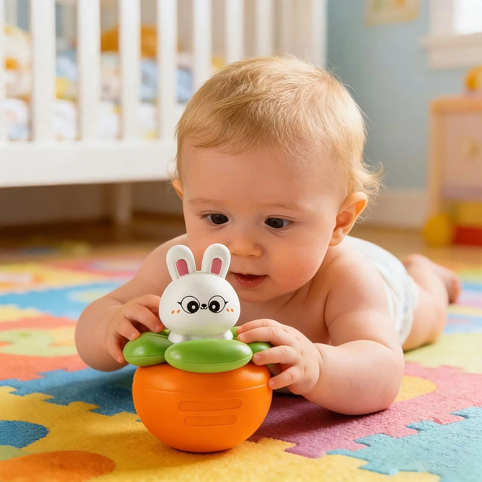 Baby Rabbit Wobble Toys, Infant Tumbler Musical Wobbler, Babies Sensory Development & Teething Toy Gifts for Boys and Girls